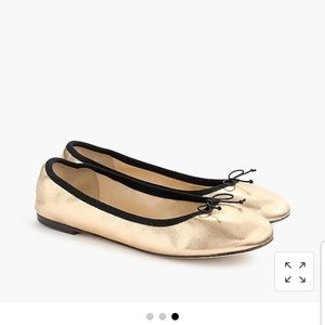 J. Crew Evie Leather Metallic Gold Ballet Flats